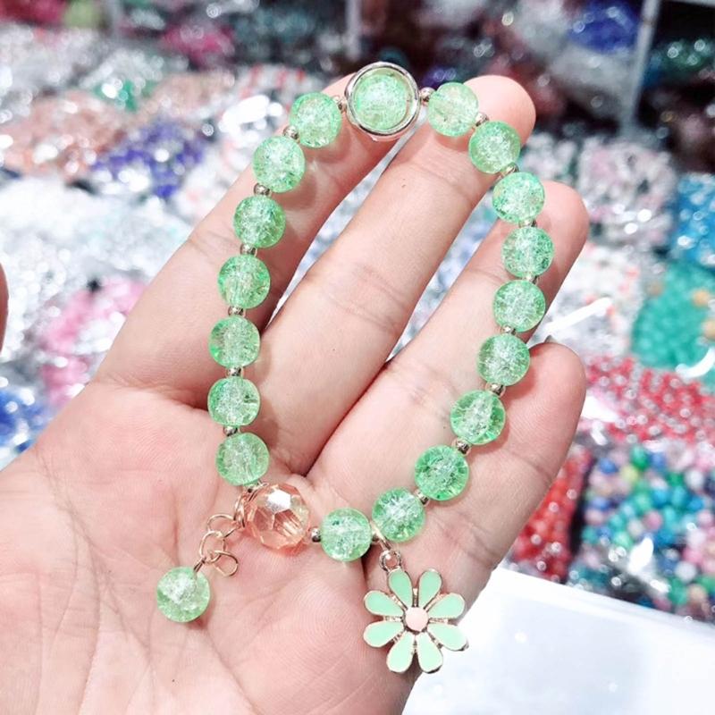 Elegant Crystal Flower Beaded Bracelet for Women Strand Beaded Bracelet Jewelry Strawberry Daisy Flower Wristband Chain
