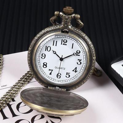 "Retro Flip Pocket & Necklace Quartz Watch - Classic Gift for Men, Women, Students & Seniors"