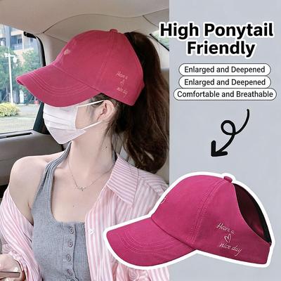 Fashion Love Heart Summer Baseball Cap Sweet Adjustable Empty Top Hat Casual Breathable Golf Fishing Cap Women Girls