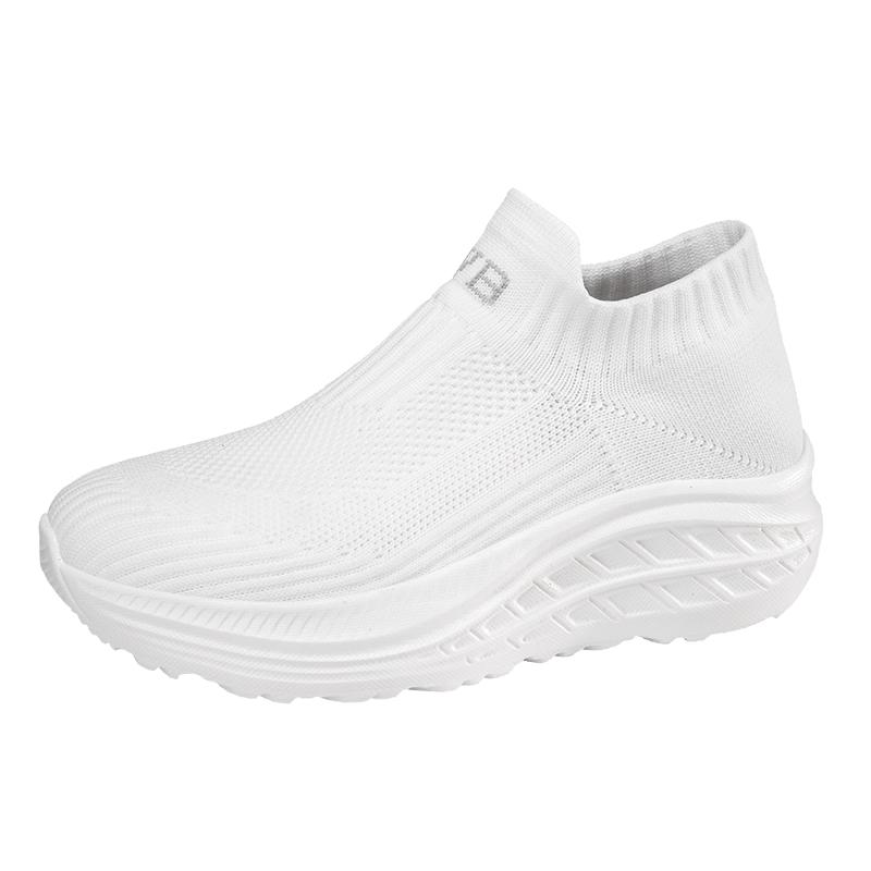 Women's Casual Sports Socks Sneakers Fashionable Thick Sole Air Cushion, Elevated Sloping Heel Rocking Shoes Running Shoes