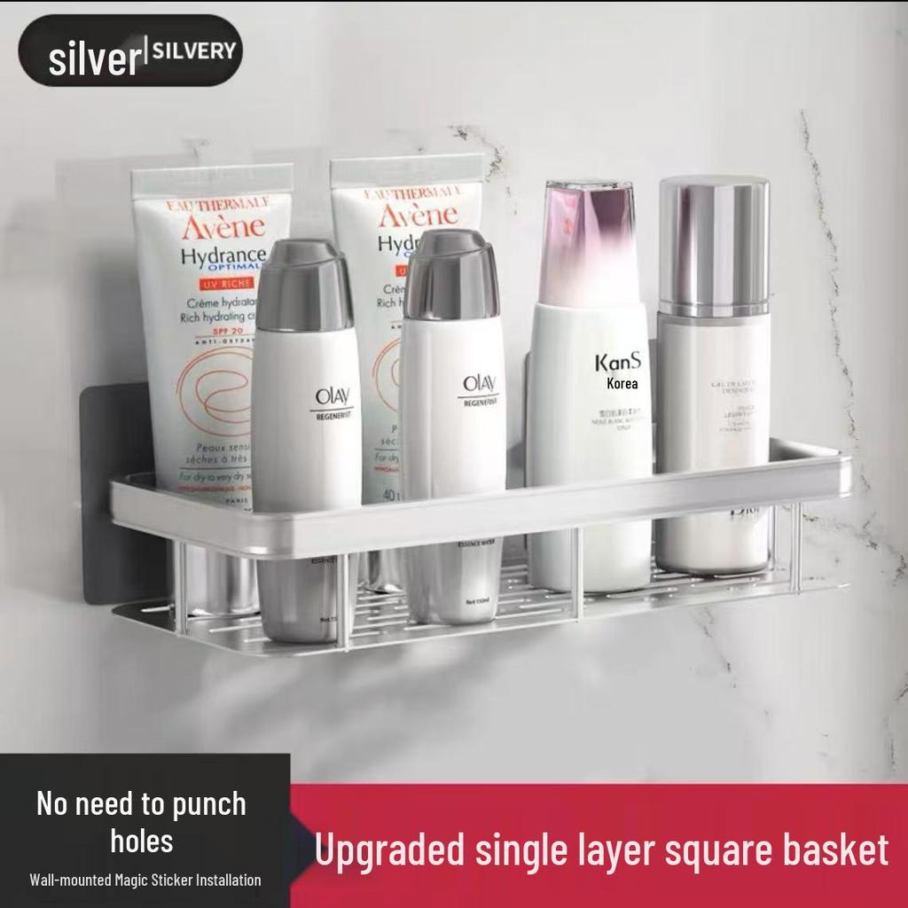 Suction Cup Wall-Mounted Triangle Bathroom Shelf - Space Aluminum, No Drilling Required