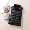 Women's Lightweight Down Vest, Korean Style, Stand-Up Collar, Slim-Fit, Sleeveless Jacket for Autumn and Winter.