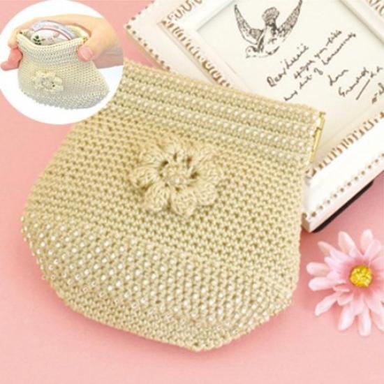 Olympus Emmy Grande Bead Crochet Kit Flower Pouch (Beige) EG-108