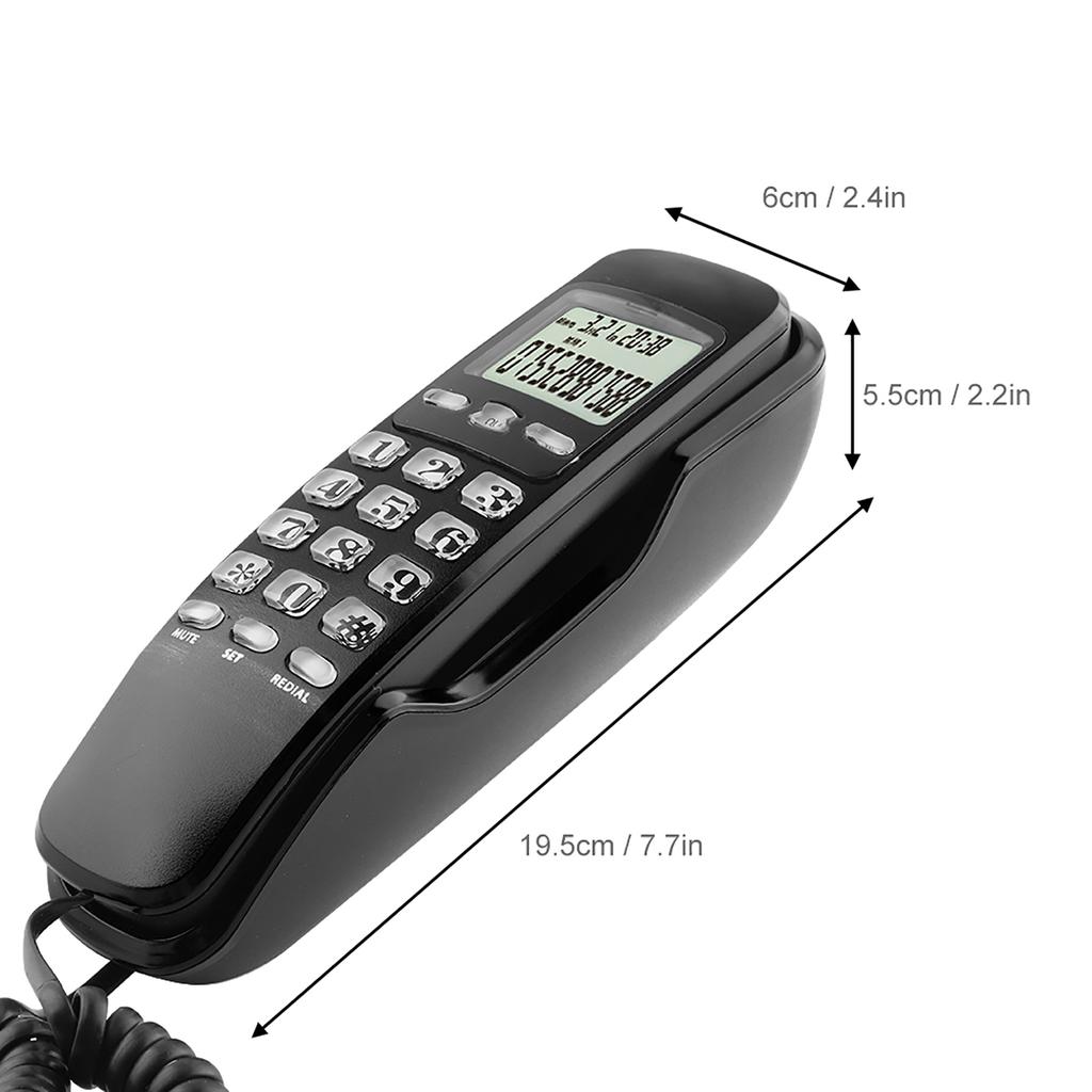 Wall Telephone Hotel Incoming Caller ID LCD Display Landline Phone Black