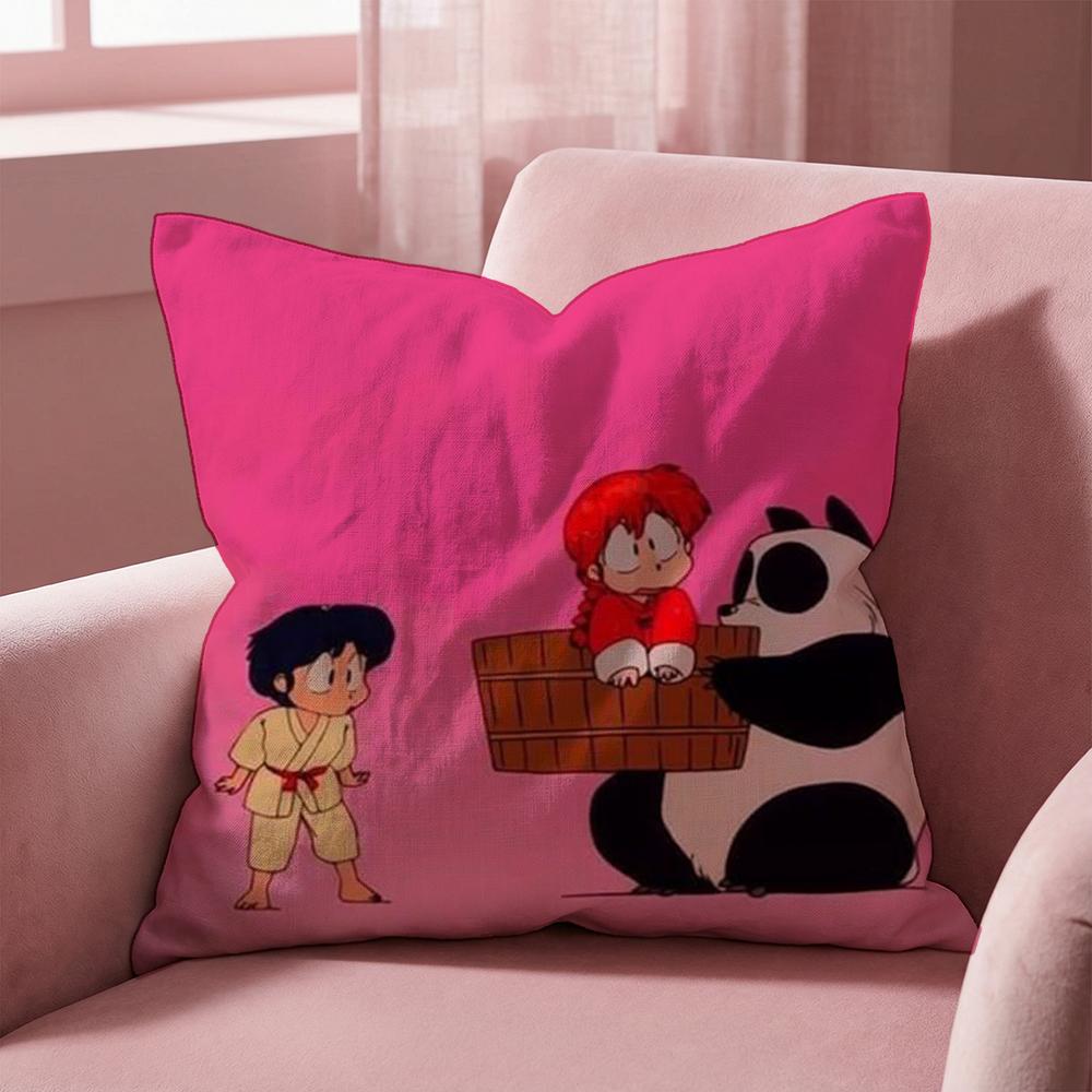 R-Ranma Cartoon Cushion Cover Multi-Scene Pillow Cover for Home & Car - Reversible, Soft & Durable for Daily Use