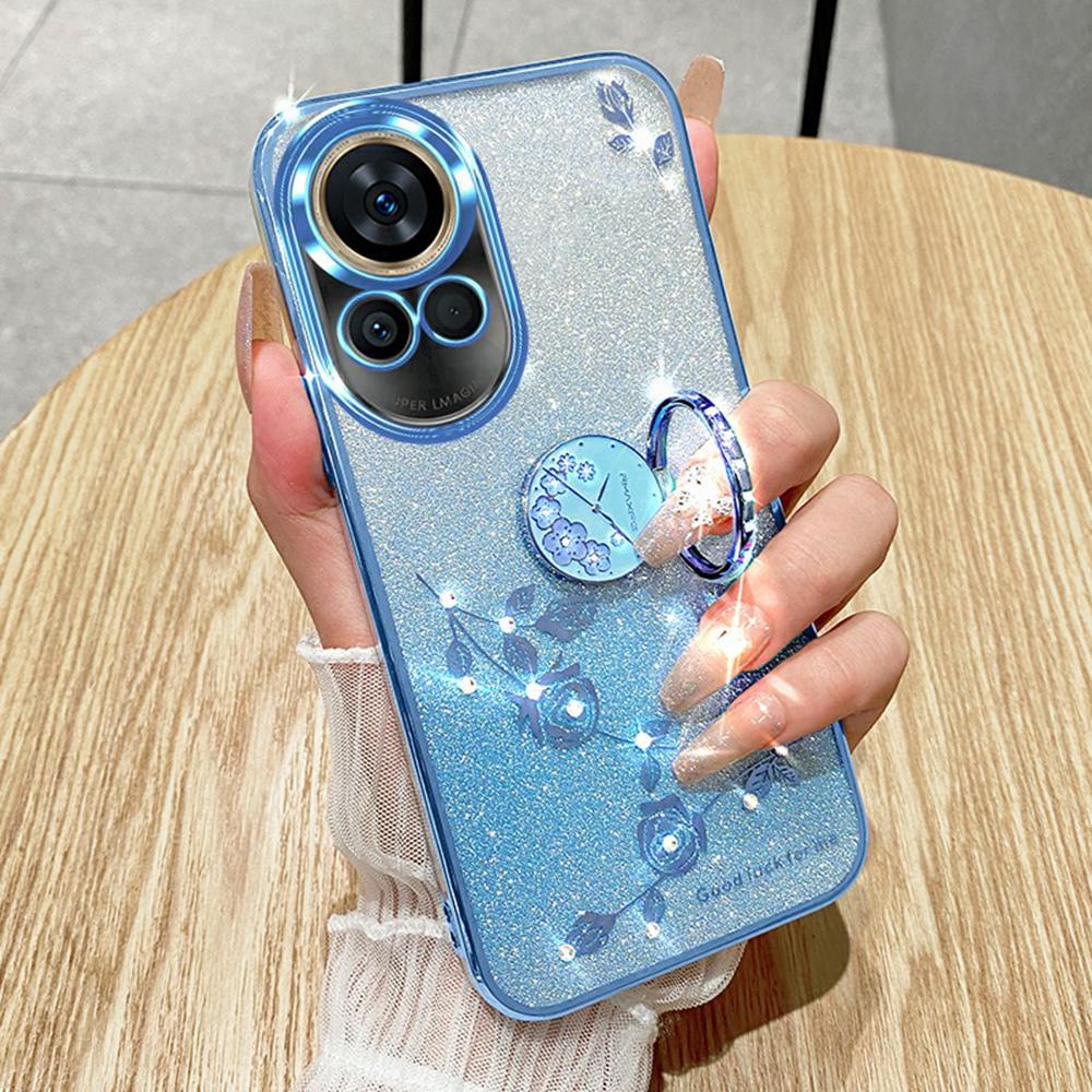 KADEM For Huawei Nova 13 Case Ring Kickstand TPU Flowers Phone Cover Gradient Glitter
