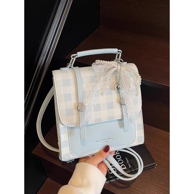 Super Fire Niche Handbag Women's 2025 New Delicate Plaid Mini School Bag Premium Commuter Backpack