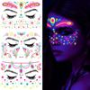 16 Fluorescent Face Stickers Nightclub Masquerade Neon Fluorescent Face Stickers Waterproof Music Festival Glow Tattoo Stickers