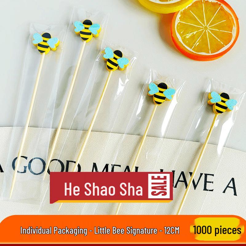 Individually Wrapped Wooden Little Bee Fruit Picks