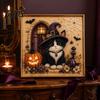 Decorative Hanging Pictures for Halloween Ghost Faux Pearl Art DIY Kit with Frame, Cat Painting Easy Projects Beginners Kit, 3D Witch Pumpkin