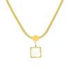 2024 New Style: 18K Gold-Plated White Shell Square Pendant Necklace - Exquisite Titanium Steel Jewelry