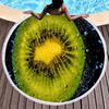 Tropical Fruit Green Kiwi Round Beach Towel Microfiber Soft Beach Blanket Quick Dry Sand Free Multi-Purpose Circle Bath Towel