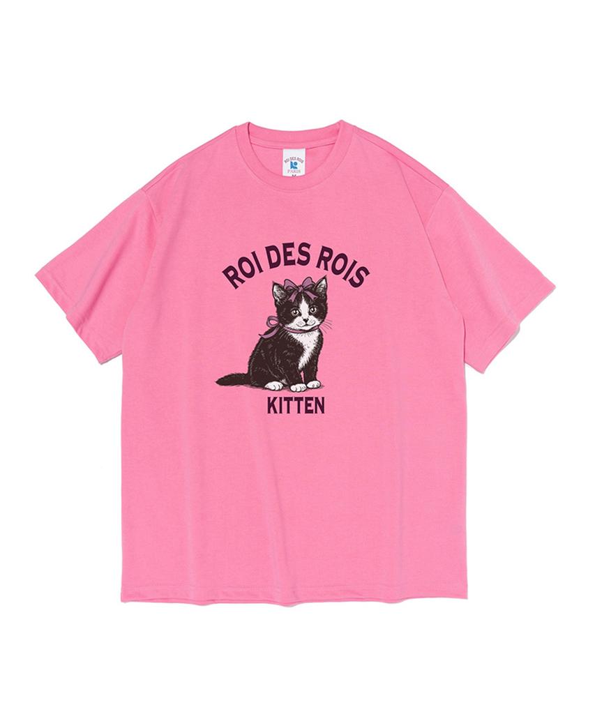 ROIDESROIS Kitten Cat Print Short Sleeve T-Shirt (Pink)