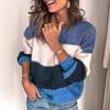 European and American casual autumn and winter new long-sleeved striped sweater women's wish crew neck knitted pullover