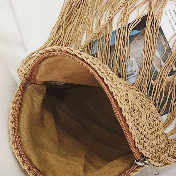 Yogodlns Fashion Round Hand-woven Woman Shoulder Bag Summer Travel Shopping Straw Beach Bags Tassels Female Small Messenger Bag