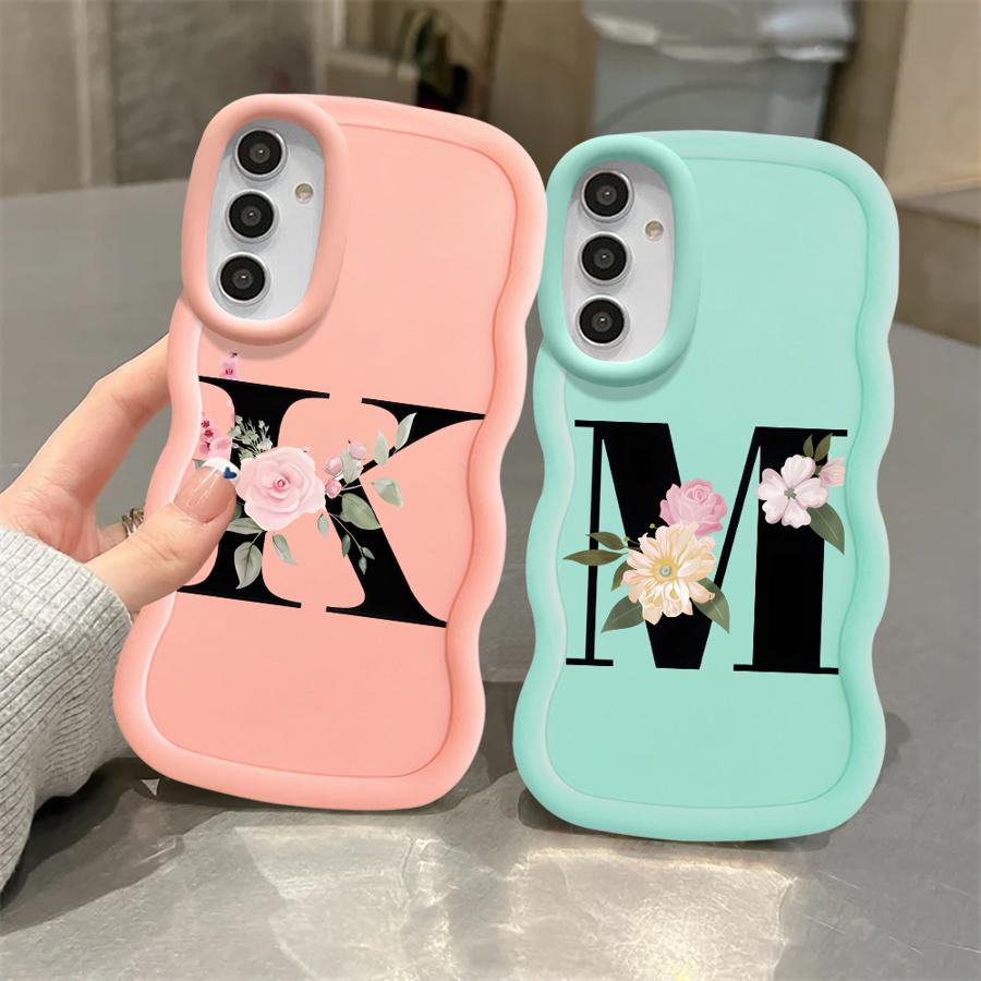 Flower Letters Case for Samsung Galaxy A14 A52 A11 A16 A21s A12 A13 A15 Soft Phone Cover A06 A33 A04 A23 A22 A03 A05 A53
