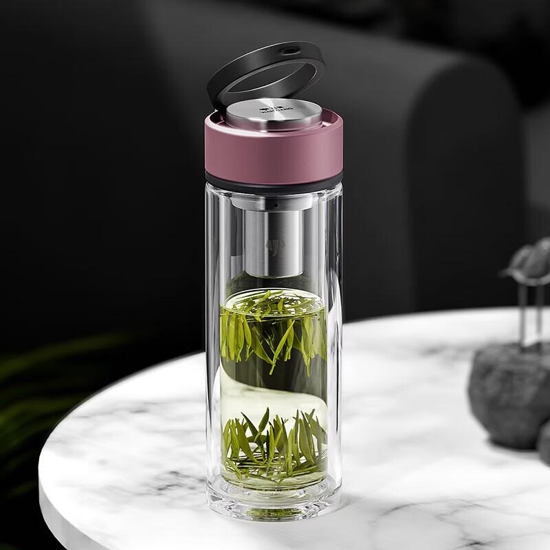Wanxiang Double-Layer Portable Glass Water Bottle