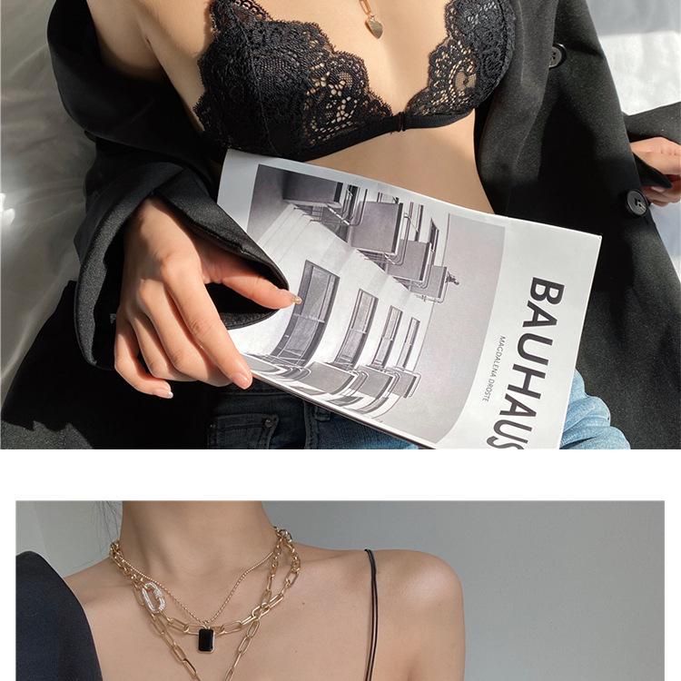 French Wirefree Lace Triangle Bra: Ultra-Thin, Small Bust, Thin Straps, Front Closure, Beautiful Back.