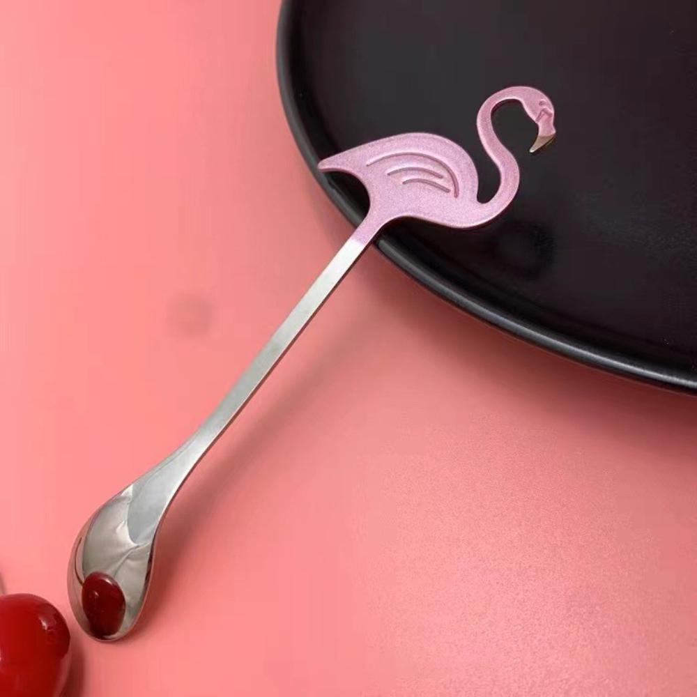 Creative Coffee Spoons Stainless Steel Flamingo Titanium-plated Paint Mixing Spoon Hanging Cup Mini Spoon