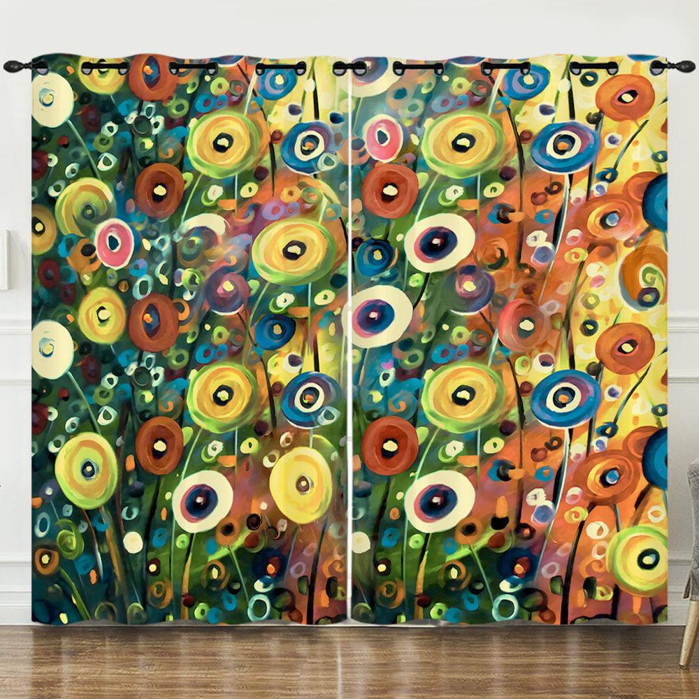 Vorhang Graffiti Blumen Und Pflanzen 3D Digitaldruck Verdunkelungsvorhang Ösen