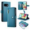 DF-011 For Google Pixel 9a Case Zipper Pocket Wallet Leather Phone Cover with Straps