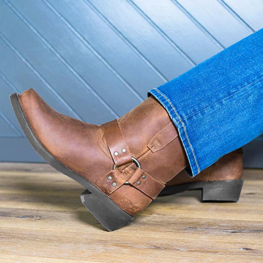 Men's Genuine Leather Casual Shoesoffice Work Business Shoes Men's Ankle Boots Thick Sole Wear Resistant