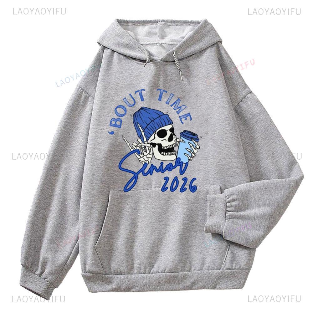 

Senior 2026 Hoodie Grad To Be Class of 26 Hooded Sweatshirt Skeleton Coffee Lover Sleeve High School Graduation Gift 3XL