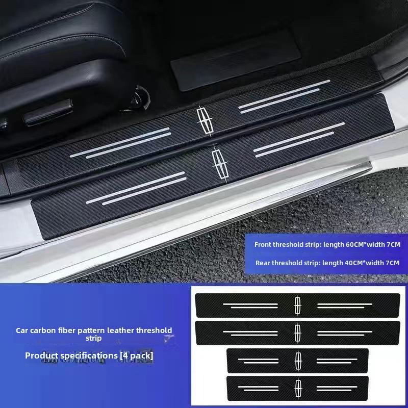 Praguri auto cu model și logo din fibră de carbon - protecție anti-călcare și pedale de bun venit pentru portbagaj