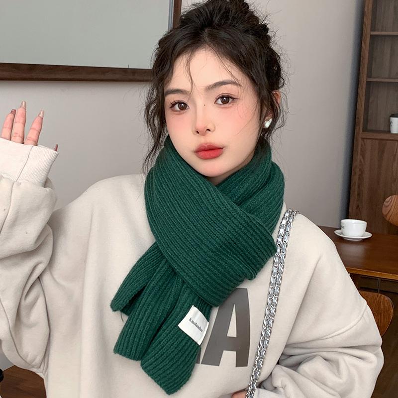 New red knitted scarf men's and women's winter Christmas student couple thickened wool scarf