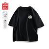 Men's Combed Cotton Round Neck Short Sleeve T-Shirt with Napping Cat Print