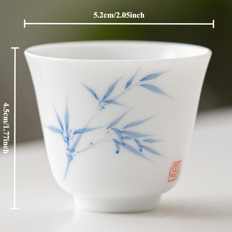 2-1pcs Underglaze Hand-painted Ceramics Teacup White Porcelain Master Cup Small Tasting Personal Tea Mug Zen Kung Fu Teaware