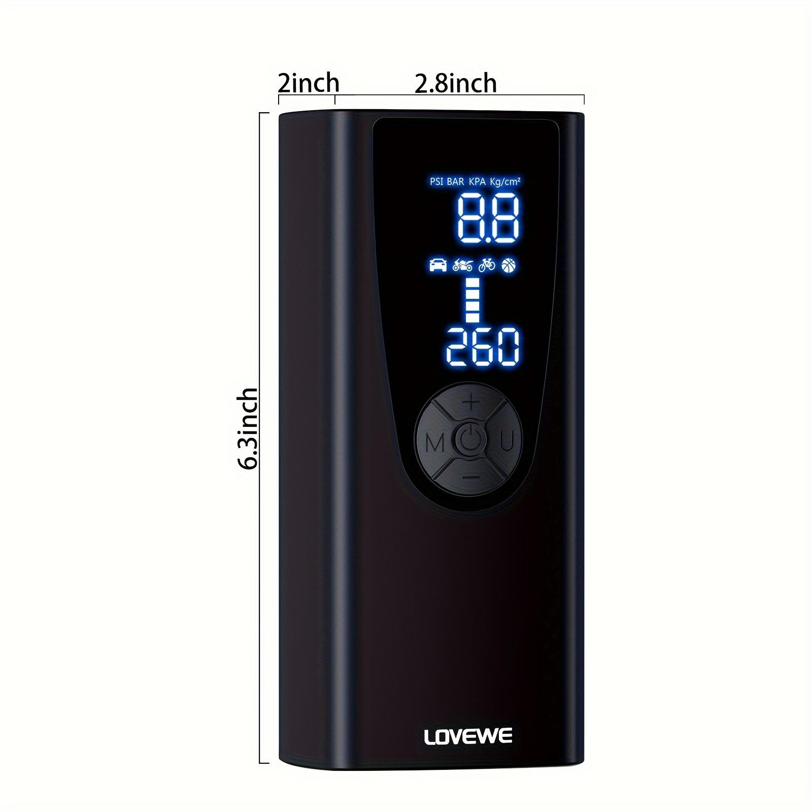 

Воздушный насос для автомобильных шин Беспроводной насос для накачивания шин 150PSI с 4 режимами Точный светодиодный дисплей давления 2X Быстрая накачка автомобильных шин Воздушный насос Портативный для автомобилей чёрный