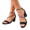 Übergröße Schwarz Strass Klobiger Hoher Absatz Damen Kleider Sandalen