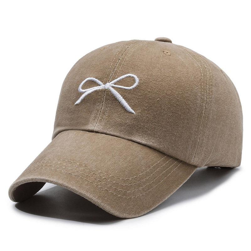 Bow cap women's new spring and summer European and American fashion ins washed and made old cowboy hat sunscreen baseball cap