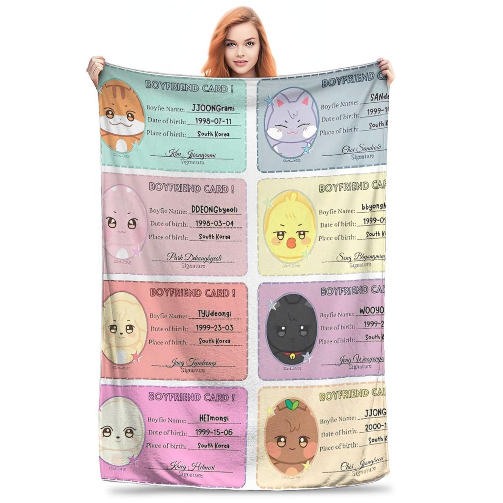 Soft Warm BlanketKids Decorative Kpop Ateez Band Throw Blanket Flannel Bedspread For Living Room Funny Sofa Bed Cover
