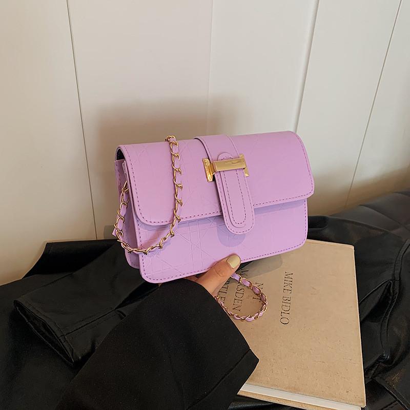 

Trendy Small Square Bag For Women Unique Autumn Fashion Simple Design Stylish Pu Leather Handbag фіолетовий