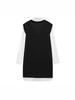 New Arrival Women's Faux Two-Piece Patchwork Color Block Shirt Dress - Spring & Autumn Academic Casual Style