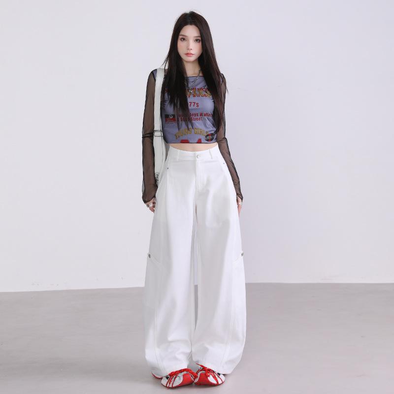 

2025 Autumn Women s High Waist Retro Wide-Leg Slimming Casual Pants M