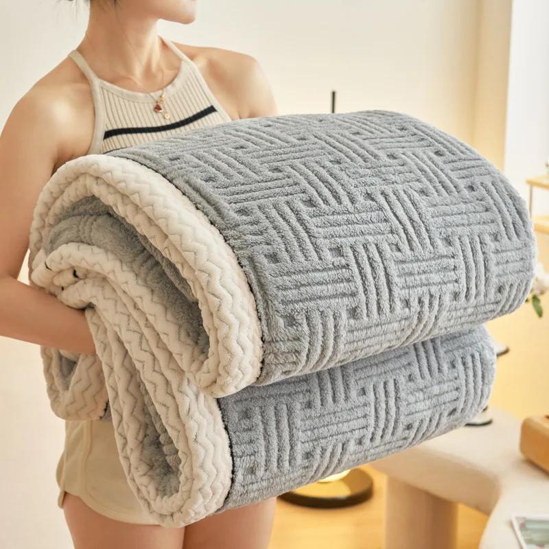 

Пушистый Плюшевый Теплый Зимний Плед Класс А Резной Бархат Коралловый Флис Фланель Мягкий Толстый Покрывало Для Кровати Дивана Односпальный Двуспальный Размер 150x200cm 1pcs