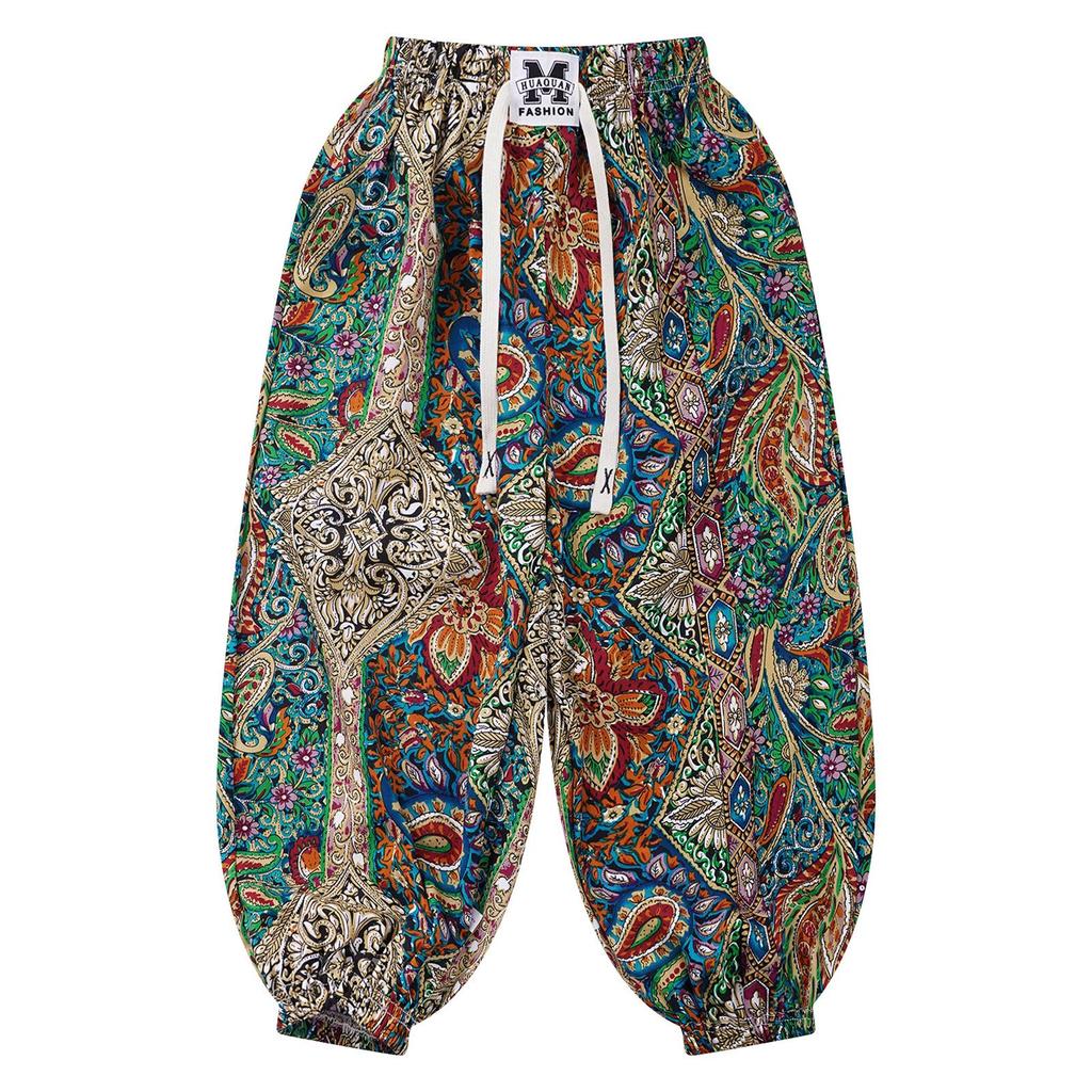 Chlapecké Dívčí Módní Bloomery Lehké Kalhoty s Elastickým Pasem Barevné Kalhoty s Potiskem Dovolená Cestování Pláž Domácí Nošení