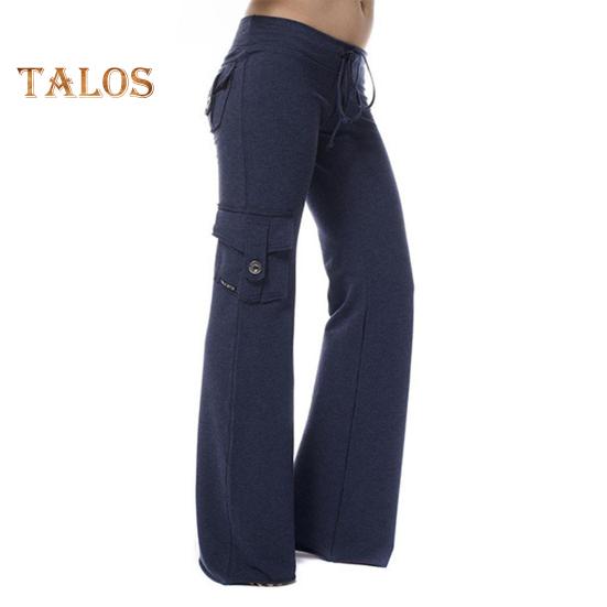 

Женские брюки-карго, однотонные, с несколькими карманами, свободные, повседневные, однотонные, широкие, с эластичной резинкой на талии, спортивные брюки со шнурком M синий