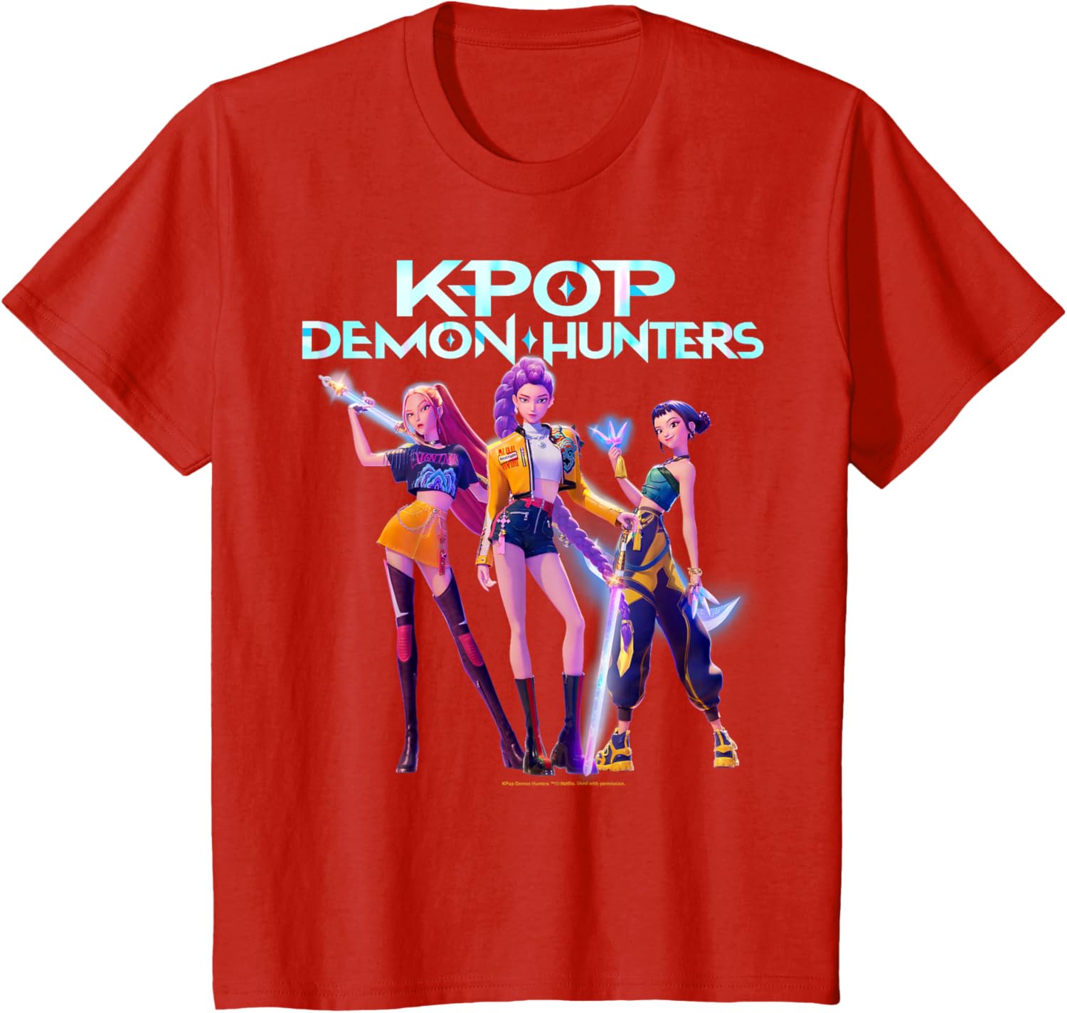 Kpop Demon Hunters Huntrx Heroic Poses Group Shot TShirt Summer Mens and Womens Clothing Fashion Short Sleeved Tshirt M