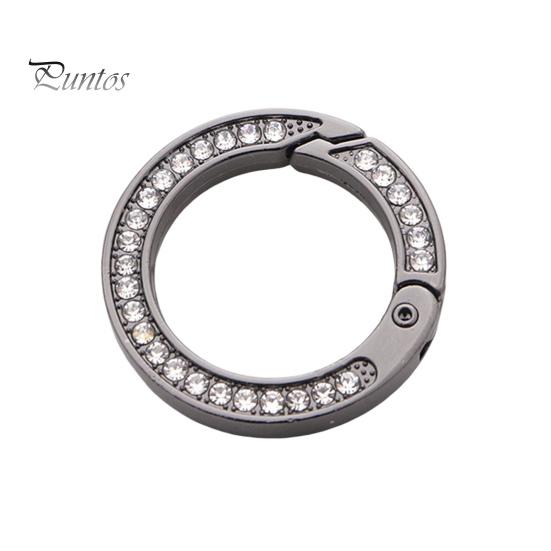 Key Ring Double-sided Rhinestone Compressible Spring Exquisite Portable Multipurpose Decorate Zinc Alloy Spring Keyring Key Chain Buckle Car Accessory