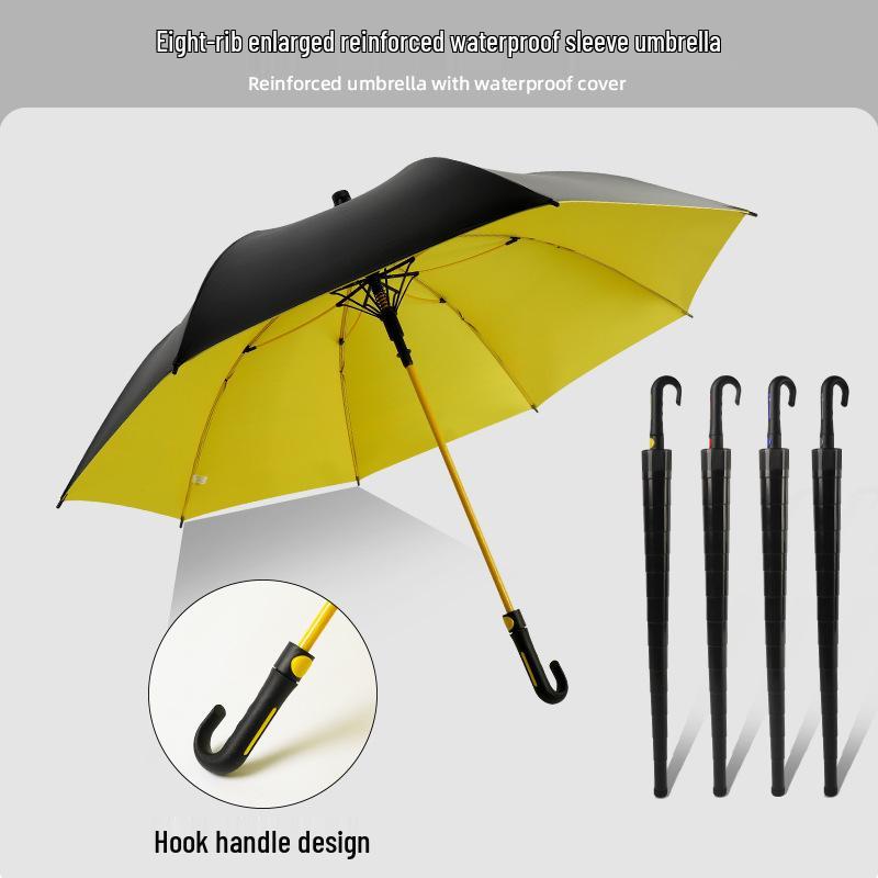 Premium Black Glue Dual-Use Automatic Golf Umbrella with Curved Handle – Sun & Rain Protection
