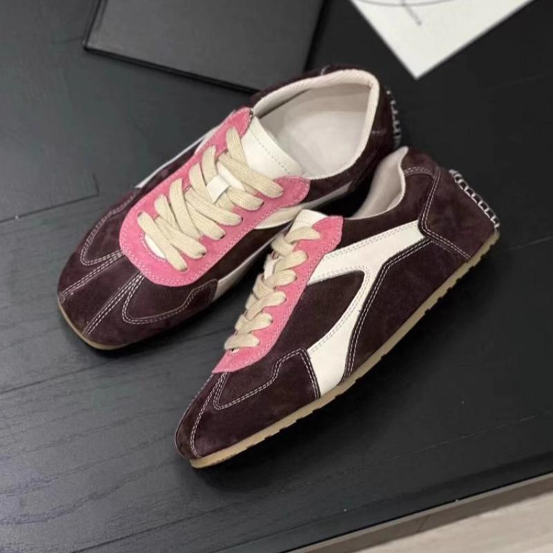 Genuine Leather Sneakers Training Lace-up Casual Sports Women's Shoes Autumn Winter Plus Velvet Retro Training Women Shoe