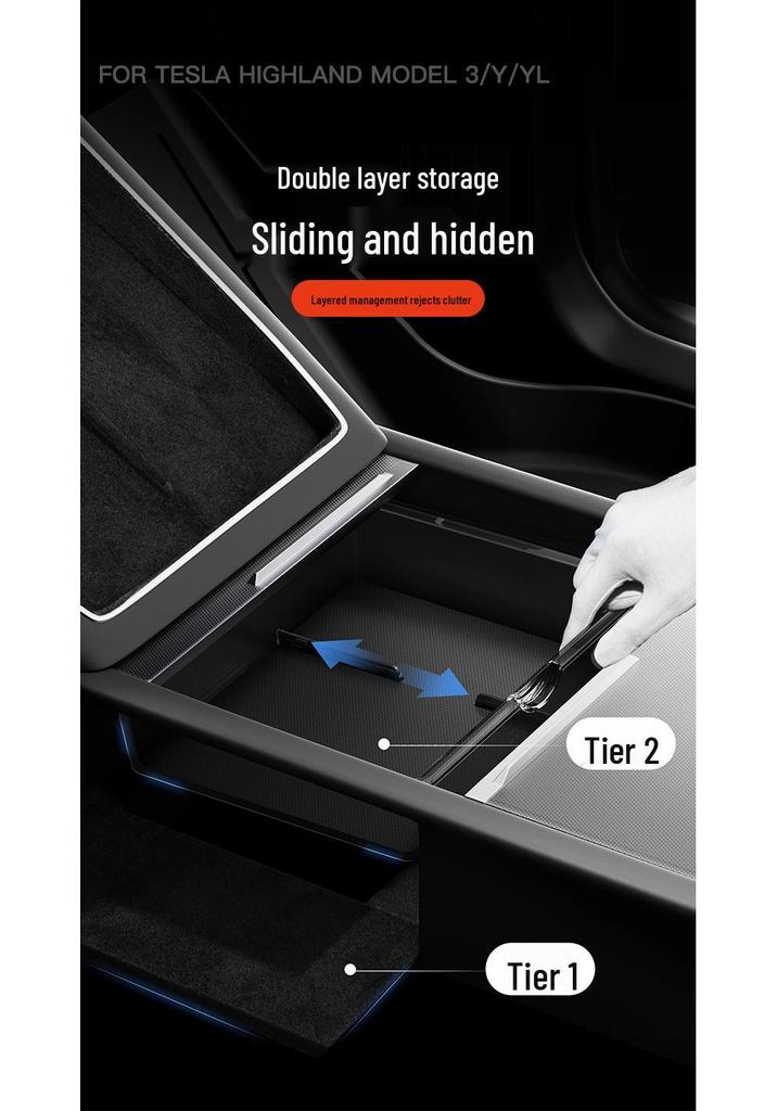 Compatible Storage Organizer for Tesla Center Console: Model Y/3/YL Armrest Accessories