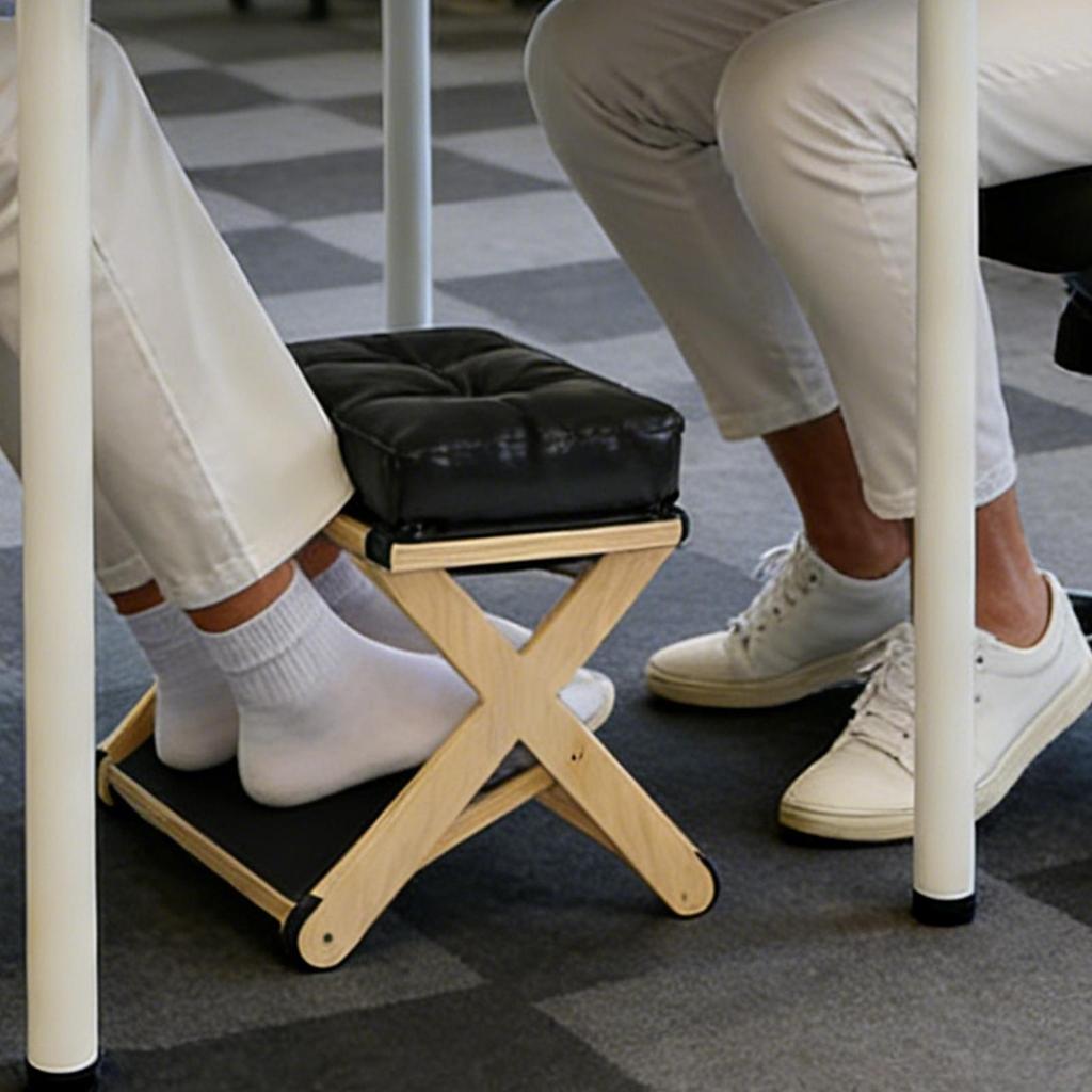 Schreibtisch-Fußhocker Holz Doppellagig Rutschfest Ergonomische Beinablage Büro Schreibtisch-Fußstütze für Zuhause Wohnheim Büro Wohnung Arbeitszimmer