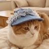 Andningsbar Hund Baseballkeps med Öronhål Valp Denimkeps Söt Husdjur Solhatt Katt
