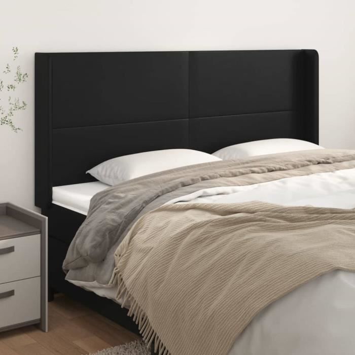 VidaXL Tête de lit avec oreilles Noir 183x16x118-128 cm Similicuir3119402