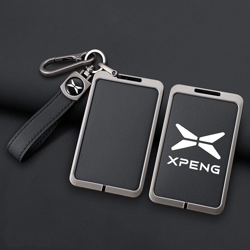 Умный чехол-брелок NFC для ключа-карты автомобиля Xpeng Xiaopeng P7 P5 Пряжка G9 G3 G3I Сплав цинка Кожаный чехол-защита Аксессуары Брелок gray
